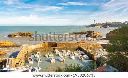Biarritz in France, panorama of the small harbor