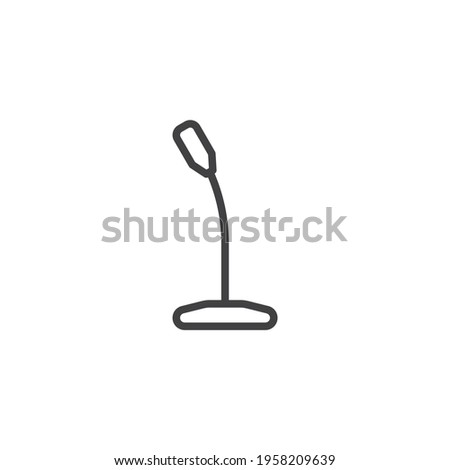 Table microphone line icon. linear style sign for mobile concept and web design. Desktop microphone outline vector icon. Symbol, logo illustration. Vector graphics