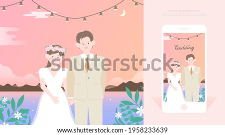 Happiness-filled wedding illustrations and mobile invitations 