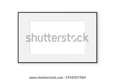 mockup of black picture frame on white background