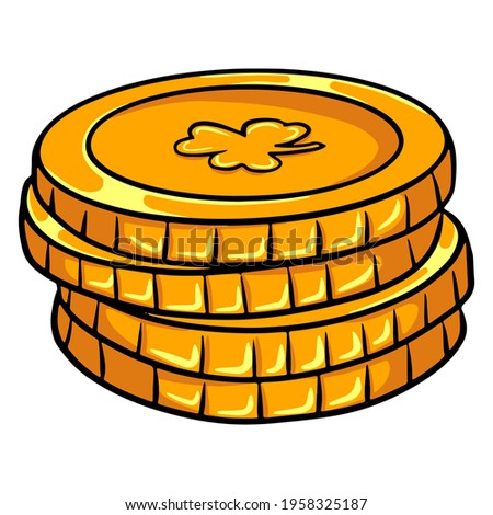 Coins illustration. A handful of gold coins. Cartoon style.