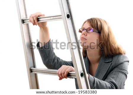 The Young businesslady with Ladder.