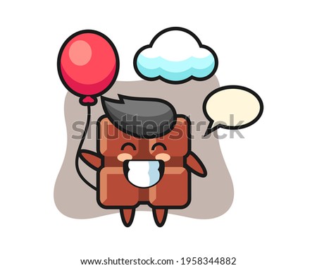 Chocolate bar mascot illustration is playing balloon, cute style design for t shirt, sticker, logo element