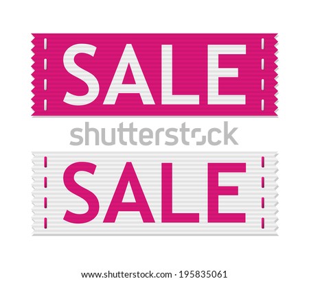 set of vector pink sale signs on piece of textile Royalty-Free Stock Photo #195835061