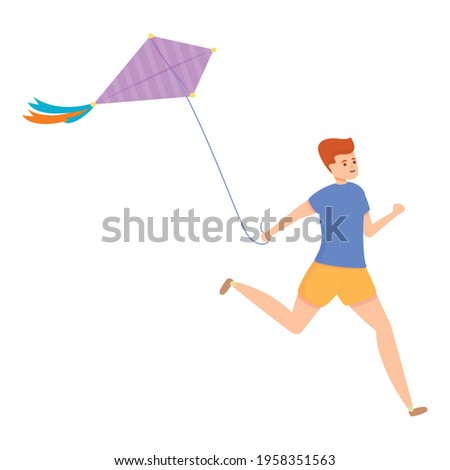 Sky playing kite icon. Cartoon of Sky playing kite vector icon for web design isolated on white background