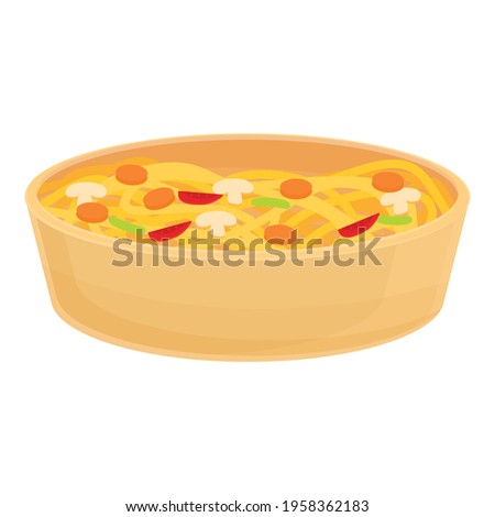Wok food wood pot icon. Cartoon of Wok food wood pot vector icon for web design isolated on white background