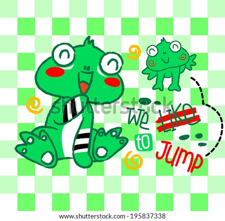cartoon leap of frogs vector.
