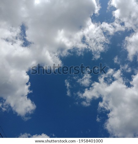 White clouds and blue sky.