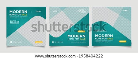 Home rent and sale social media advertising posts digital marketing vector sets. Unique geometric modern square template social media layouts poster and promo social media banners design. Royalty-Free Stock Photo #1958404222