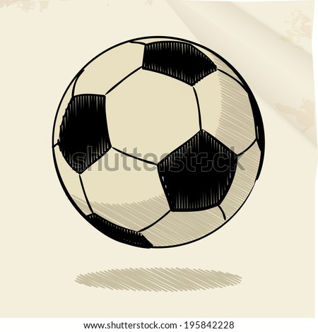 Football in a line drawn style on white paper