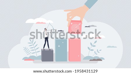 Objective as business targets, precise aiming for goal tiny person concept. Successful results and arrow in center as efficiency, profit and results symbol vector illustration. Businessman performance