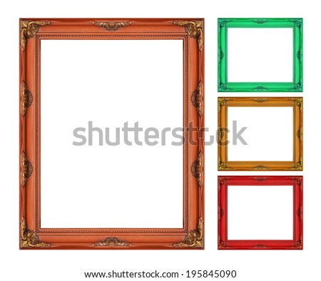 picture frame set ancient vintage isolated on white background.