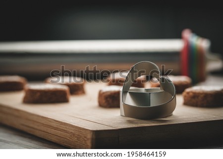 Selective focus image of heart shape cookies