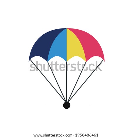 Parachute icon isolated on white background. Parcel with parachute for shipping. Delivery service, air shipping concept, bonus.