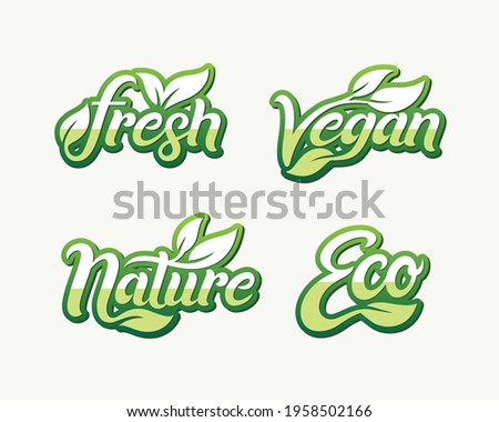 Set of Fresh, Vegan, Nature, Eco Logo temptlate. Collection of elements for the food market, e-commerce, promotion of organic products, healthy living and premium quality food and beverages.