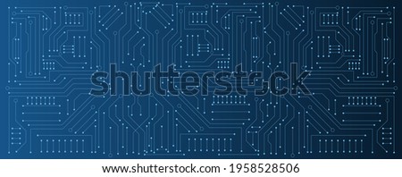 circuit board electronic or electrical line on blue engineering technology concept vector panorama background Royalty-Free Stock Photo #1958528506