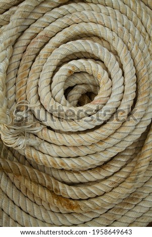 A roll marine mooring ropes close-up picture
