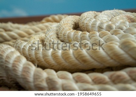 A roll marine mooring ropes close-up picture
