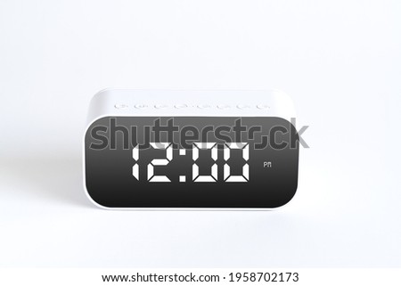 Modern digital clock isolated on white background