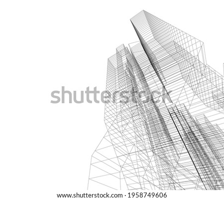 modern architecture concept 3d drawing