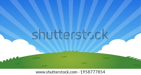 Blue sky and grass Square banner illustration | text space