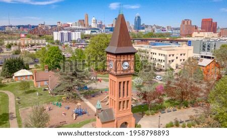 The Iconic Goebel Park Clock Tower in the Foreground of Downtown Cincinnati
