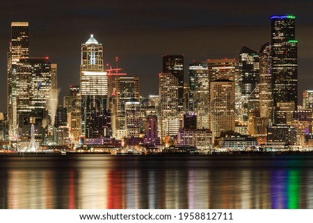 Long Exposure Of The Seattle Skyline Before Dawn