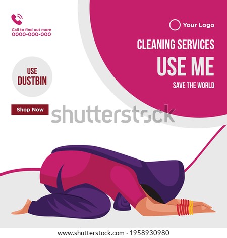 Banner design of cleaning services template. Vector graphic illustration.