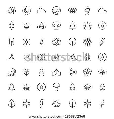 Nature line icon set. Collection of vector symbol in trendy flat style on white background. Nature sings for design.