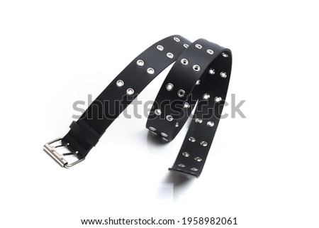 black belt with rivets and buckle rock theme isolated on white background - Image 