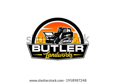 Butler logo template vector. Heavy equipment logo vector for construction company. Creative excavator illustration