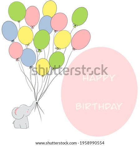 Cute baby elephant gives balloons.