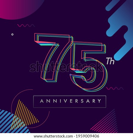 75 years anniversary logo, vector design birthday celebration with colorful geometric background and circles shape.