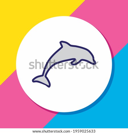 Vector illustration of dolphin icon colored line. Beautiful tourism element also can be used as fin icon element.