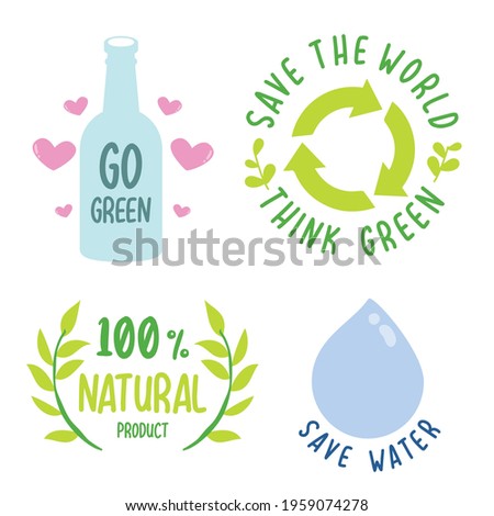 Go Green and Save the Planet Badge Collection perfect to make poster