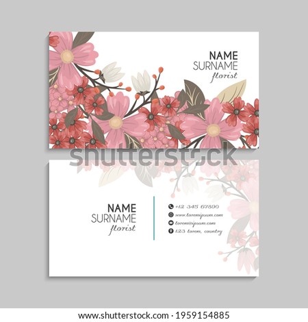 Business Card Set with flowers. Vector illustration. EPS10