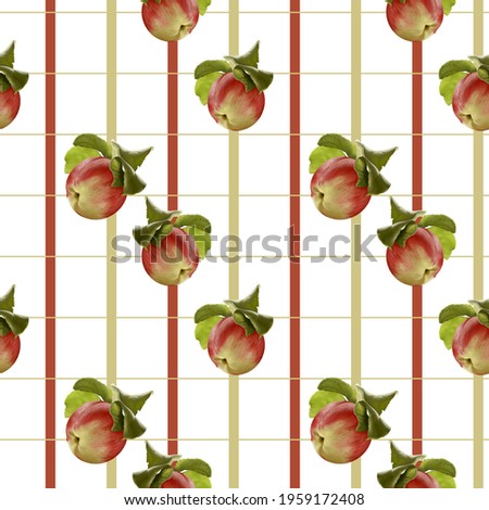 Apples. Fruit pattern. Botanical illustration. Seamless pattern. 