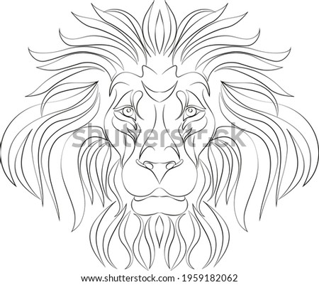 A hand drawn of Lion head in white and black colors
