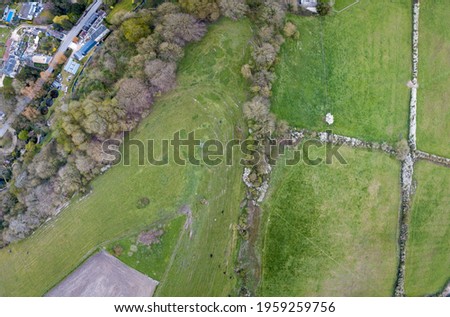 An aerial drone shot of lands near Upwey, Weymouth, Dorset