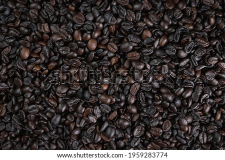 Roasted Brazilian Coffee Beans. Top View.