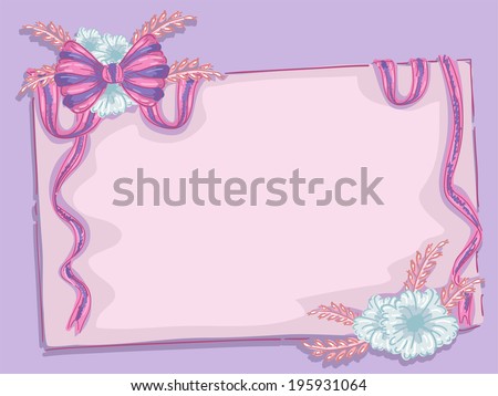 Background Illustration Featuring a Flowery Ribbon Wrapped Around a Blank Piece of Paper