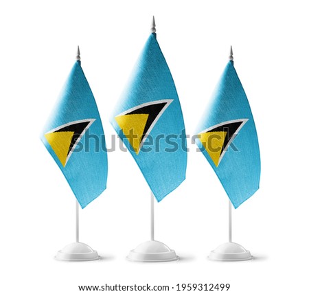 Small national flags of the Saint Lucia on a white background