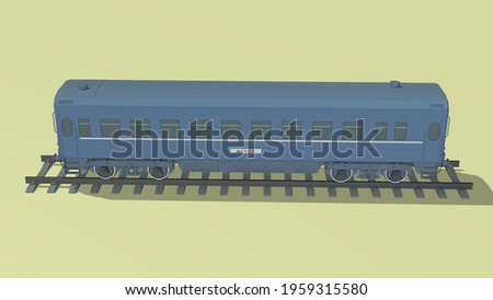3d rendering model of a diesel locomotive with wagons
