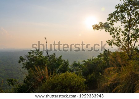 view from mountain Pidurangala to Sigiriya Rock