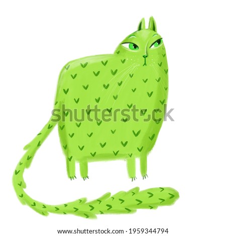 square green cat with cute pattern on the wool