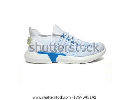 white blue sports shoes isolated on white background