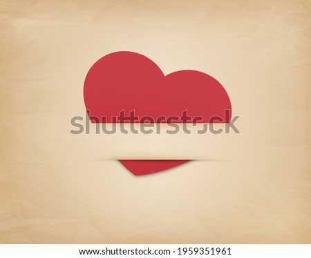 happy valentine's day concept. red heart on old brown paper background. mockup and templates to create greeting, cards, magazines,cover, poster and banners etc.