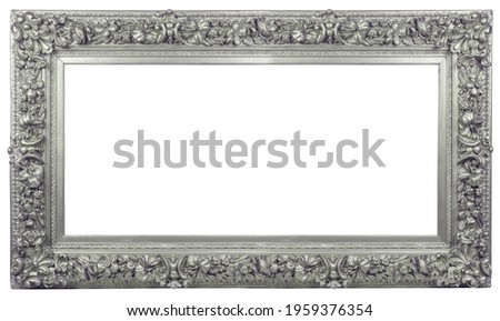 Old vintage silver frame isolated on a white background