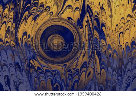 A watercolor painting in blue and golden color for abstract backgrounds