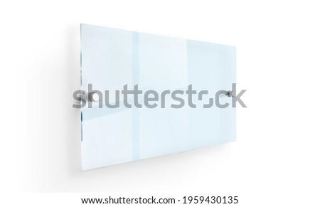 Blank Transparent Glass Interior Office Corporate Signage nameplate Mock Up Template, Clear Printing Board For Branding, Logo. 